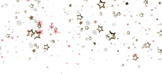 Festive holiday background featuring gold stars and snowflakes on a clean white backdrop. Perfect for Christmas, New Year, or celebration themes