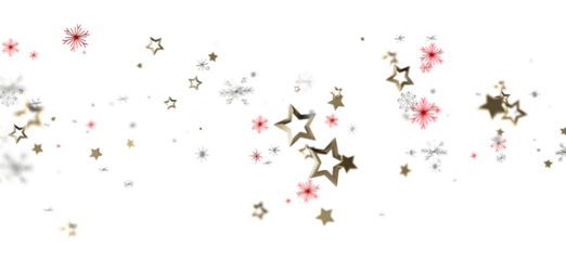 Elegant winter background with gold stars, snowflakes, and red accents against a white backdrop. Perfect for Christmas or holiday-themed designs