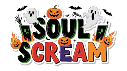 Soul Scream: A spirited Halloween illustration of haunting elements and joyful celebrations, evoking the thrills of a ghostly October.