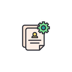 Document with gear icon symbolizing system setup, automation, or operational configuration.