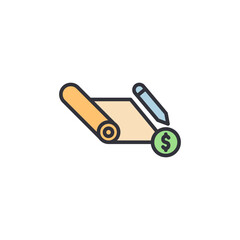 Pen and dollar symbol representing signing contracts, payment approval, or financial agreement.