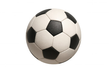 Traditional soccer ball with black and white panels on transparent background for sports and game concepts