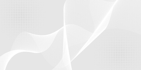 Futuristic gray white abstract background. shining wave lines pattern for banner, wallpaper, cover. Vector illustration