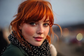 pleasant lady with red hair