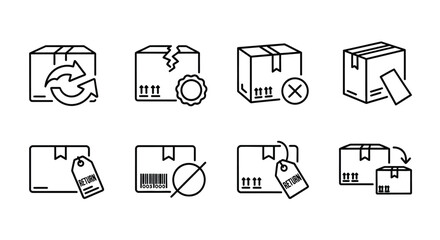Set of hand-drawn shipping and logistics icons for delivery and e-commerce services vector