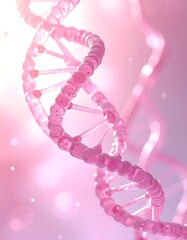 Rendered image of DNA double helix in shades of pink