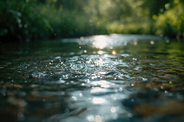 Fototapeta premium Sunlight glistening on a pristine river