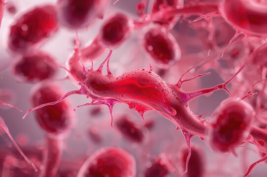 Extreme close-up of crimson blood cells