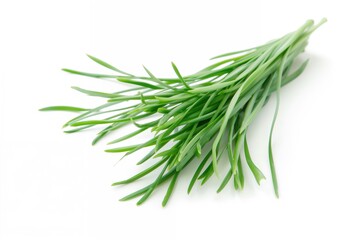 Fototapeta premium Tiny cluster of chives on a plain white backdrop