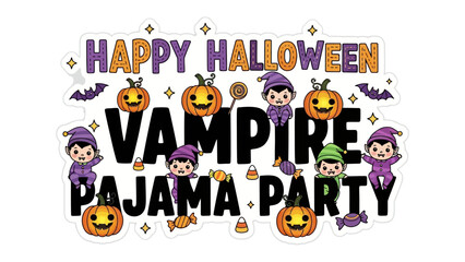 Halloween Pajama Party Graphic: A vibrant and playful graphic design that captures the spooky fun of a Halloween pajama party.