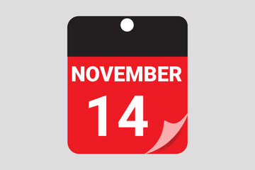 Elegant Black & Red November 14 Calendar Design — Modern Daily Planner with Flat Meeting Schedule Icons
