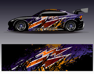 Car wrap design vector. Graphic abstract stripe racing background designs for vehicle, rally, race, adventure and car racing livery	