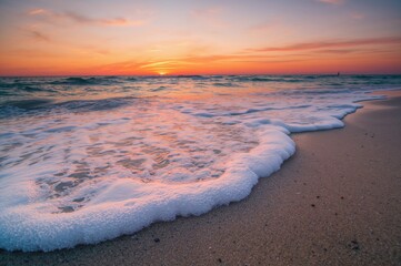 Gleaming waves at dusk