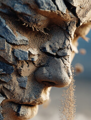 Time Crumbles: Human Statue Turning to Sand in Desert Hourglass