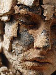 Time Crumbles: Human Statue Turning to Sand in Desert Hourglass