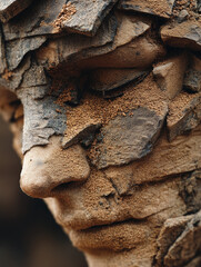 Time Crumbles: Human Statue Turning to Sand in Desert Hourglass