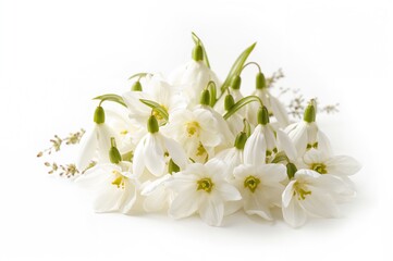 Obraz premium Snowdrop Floral Arrangement on a White Surface