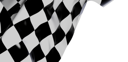 Close-up shot of a waving checkered flag isolated on white background. Perfect for racing, competition, victory, and achievement themes. Symboli