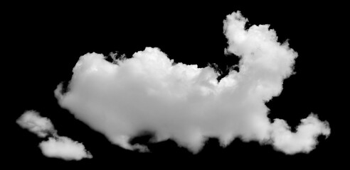 White cloud isolated on black background, Fluffy texture , Abstract smoke