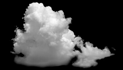 White cloud isolated on black background, Fluffy texture , Abstract smoke