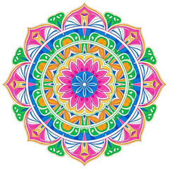Colorful mandala flower design isolated on transparent background