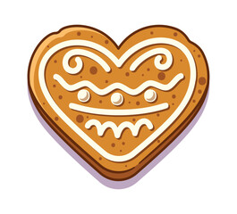 Decorated gingerbread cookies heart shape