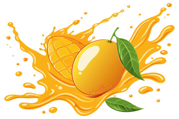 Fresh Mango Juice Splash Vector Illustration