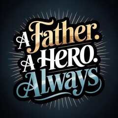 A Father A Hero Always lettering with sunburst effect image photo