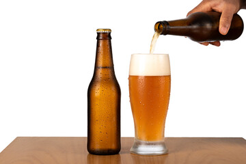 Beer being poured into a glass, close-up