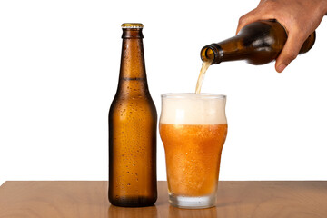 Beer being poured into a glass, close-up