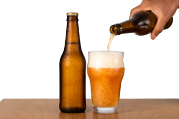 Beer being poured into a glass, close-up