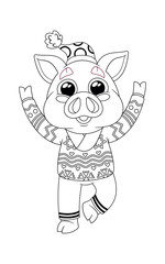 Black-and-white pig Christmas animal rejoicing