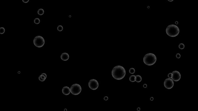 Rising transparent bubbles on chroma key black screen alpha channel background	