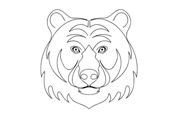 Line art a bear's face with stylized fur animal kids