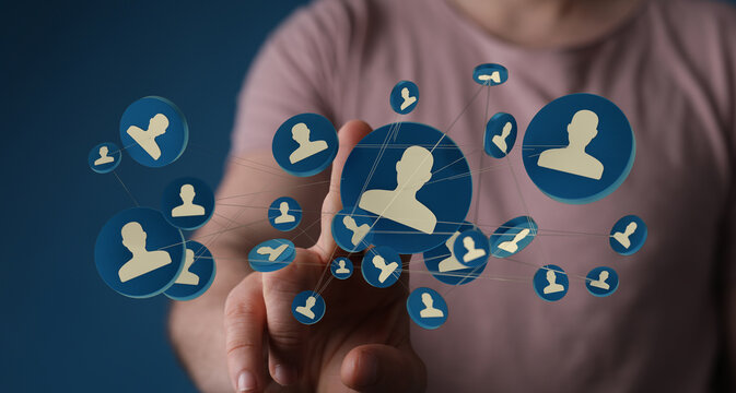 Connecting people via digital networks. Concept of digital connection and communication. Perfect for social network, teamwork and business theme - Powered by Adobe