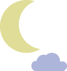 Crescent moon with cloud isolated on transparent background a serene vector illustration of a moon and cloud, ideal for bedtime stories, night scenes, and dreamy designs