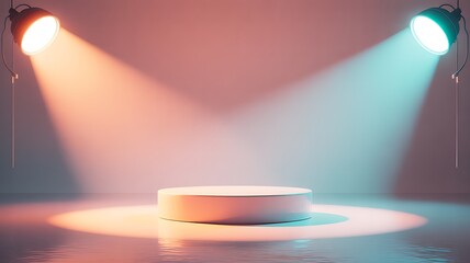 Illuminated podium with two spotlights for product presentation