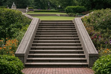 Outdoor staircase in a communal garden area