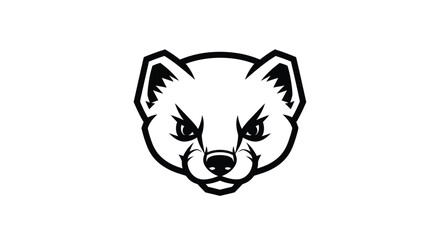 Aggressive Weasel Head Mascot Black and White animal