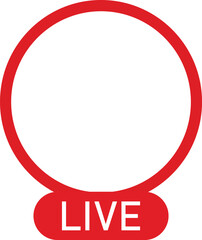 Red live stream icon isolated on transparent background, ideal for indicating realtime broadcasts, online events, and social media updates, ensuring viewers stay informed