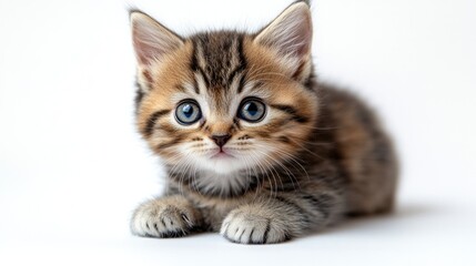 Obraz premium Adorable Kitten Portrait: An irresistible close-up of a fluffy kitten with mesmerizing blue eyes, showcasing its innocent charm and soft fur.