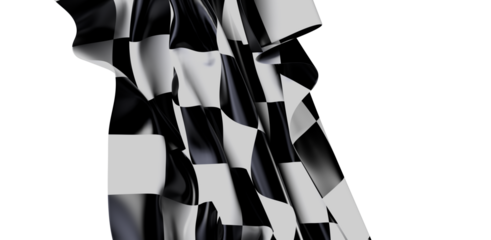 A dynamic image of a checkered flag, symbolizing racing, victory, and the finish line against a clean white background. Great for motorsport or