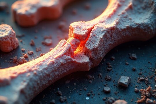 Brittle bone microstructure, porous texture, fracture lines, health, anatomy