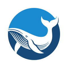 Whale logo vector illustration template in circle. Simple beauty design