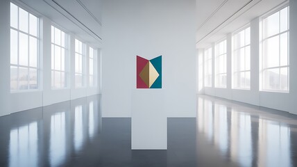 Abstract geometric art piece on display in a modern art gallery