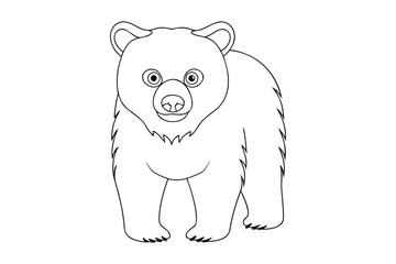 Outline drawing a bear cub standing a animal wildlife