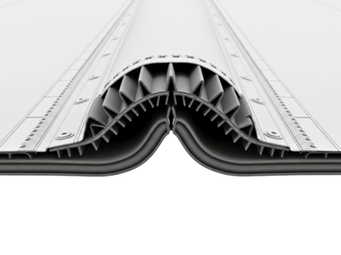 Cross-section of a flexible bellows expansion joint structure on a transparent background