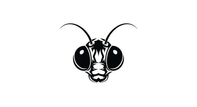 Black and white ant head logo on white background Keywords: ant, head, logo, insect, bug, animal