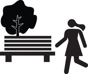 Family Stroll in the Park Play Area and Tree-Lined Path illustration