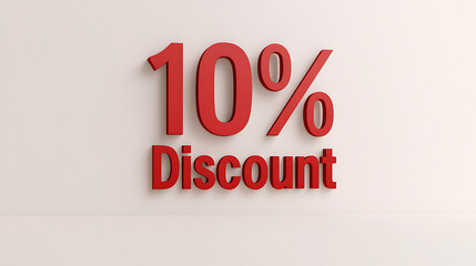 Promotional offer of 10% discount with red text on a white background, suggesting a deal or sale with a focus on financial savings.